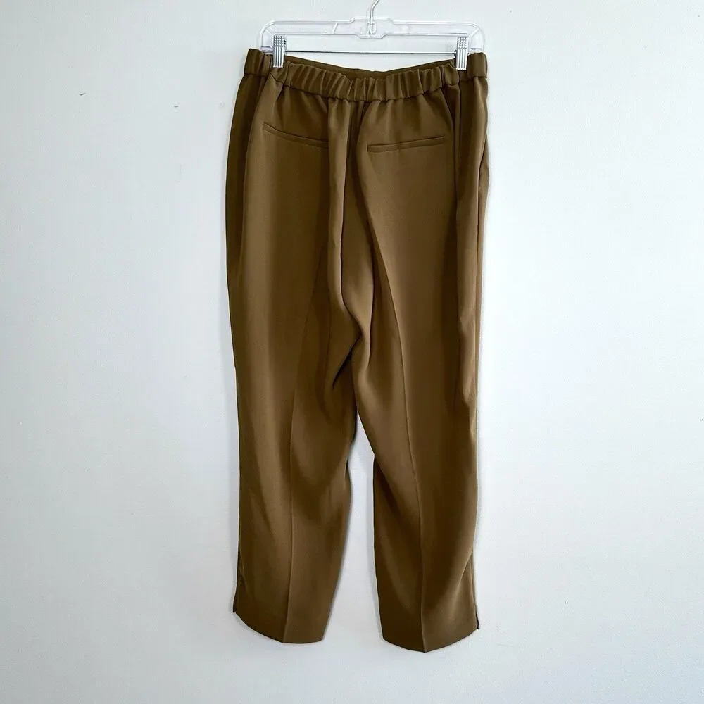 J Crew Pants Pull On Womens 12 Olive Green Pockets Lightweight Office Career